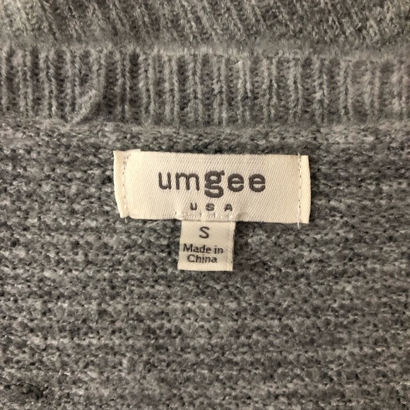 Umgee Heather Gray Cozy Knit Front Tie Slouchy Sweater - Picture 10 of 12
